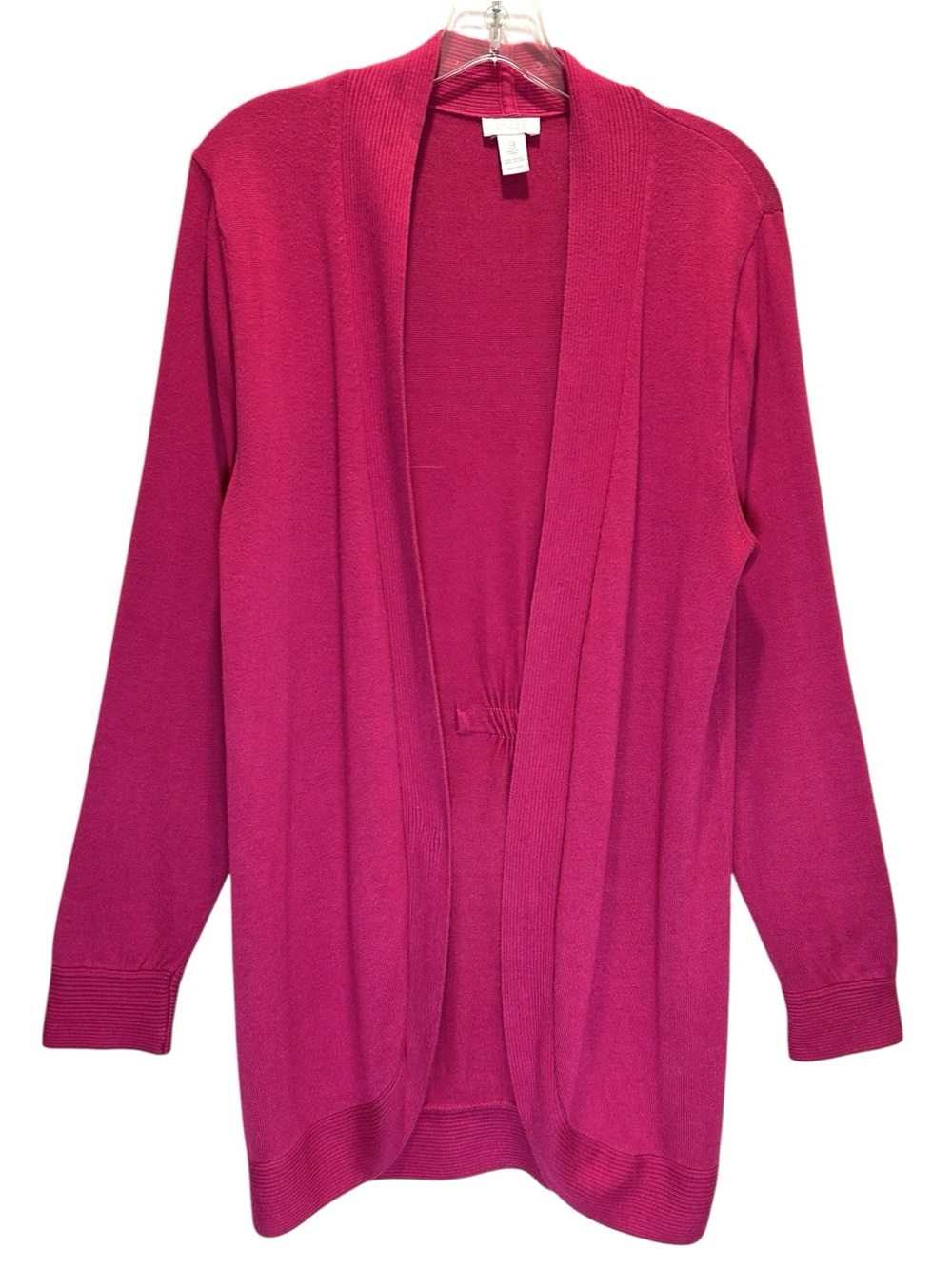 Chico’s Fuchsia Cotton Blend Long Line Open Cardigan - Extra Large (Chico’s 3)
